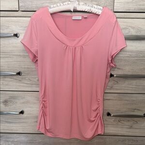 New York & Company Stretch Soft Pink Short Sleeve Top